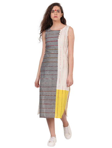Dress - Multi Colour Khesh Dress With Patches - Prathaa