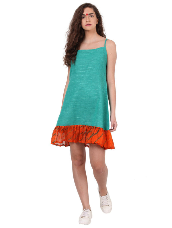 Dress - Green dress with frills - Prathaa
