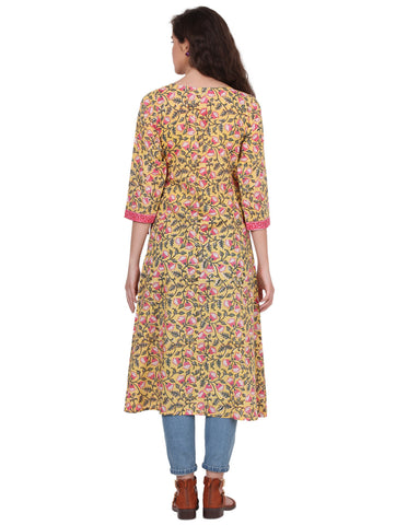 Tunic - Yellow Bagru Angrakha Tunic - Prathaa