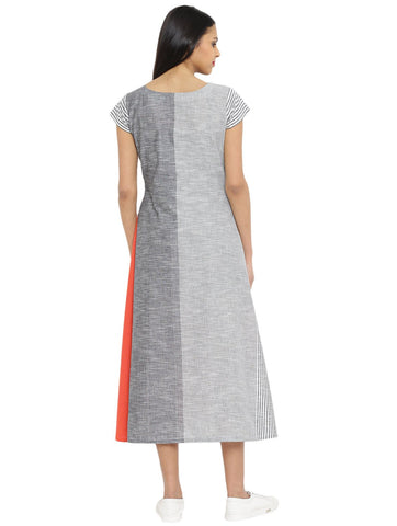 Dress - Stripes and Tassels long A-line dress - Prathaa