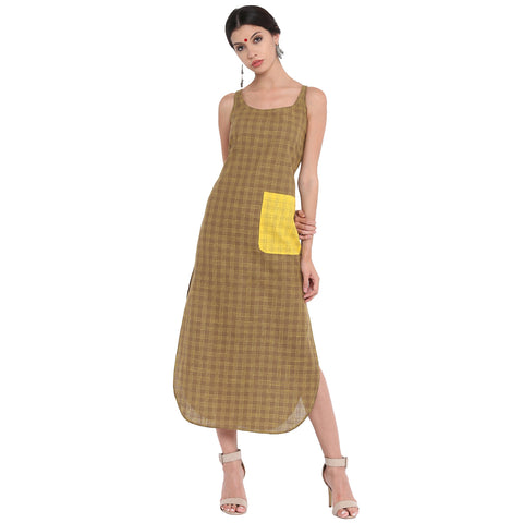 Dress - Checks long dress in apple cut - Prathaa
