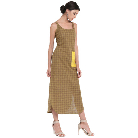 Dress - Checks long dress in apple cut - Prathaa
