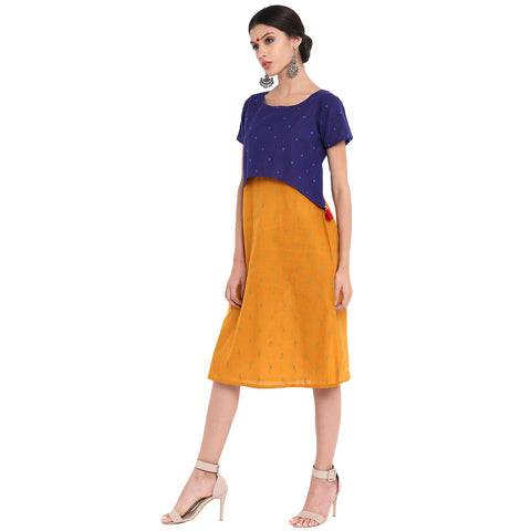 Dress - Dual color layered handloom dress - Prathaa