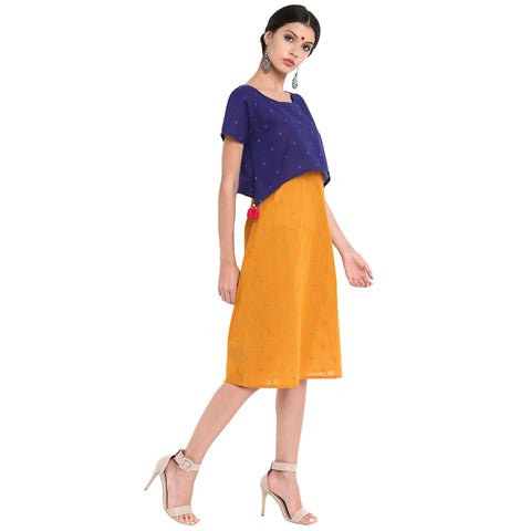 Dress - Dual color layered handloom dress - Prathaa