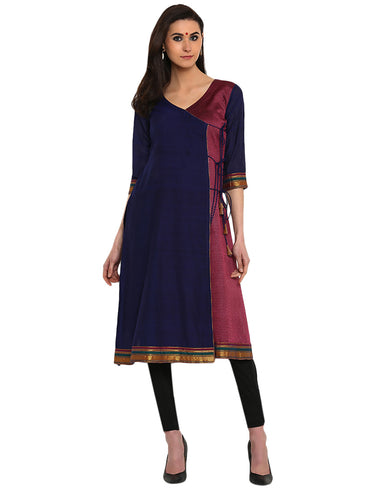 Tunic - Blue And Pink Ilkal And Khun Angrakha Tunic - Prathaa