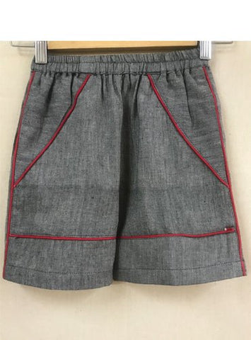 Kids Grey Handloom Short Pants - Prathaa - weaving traditions