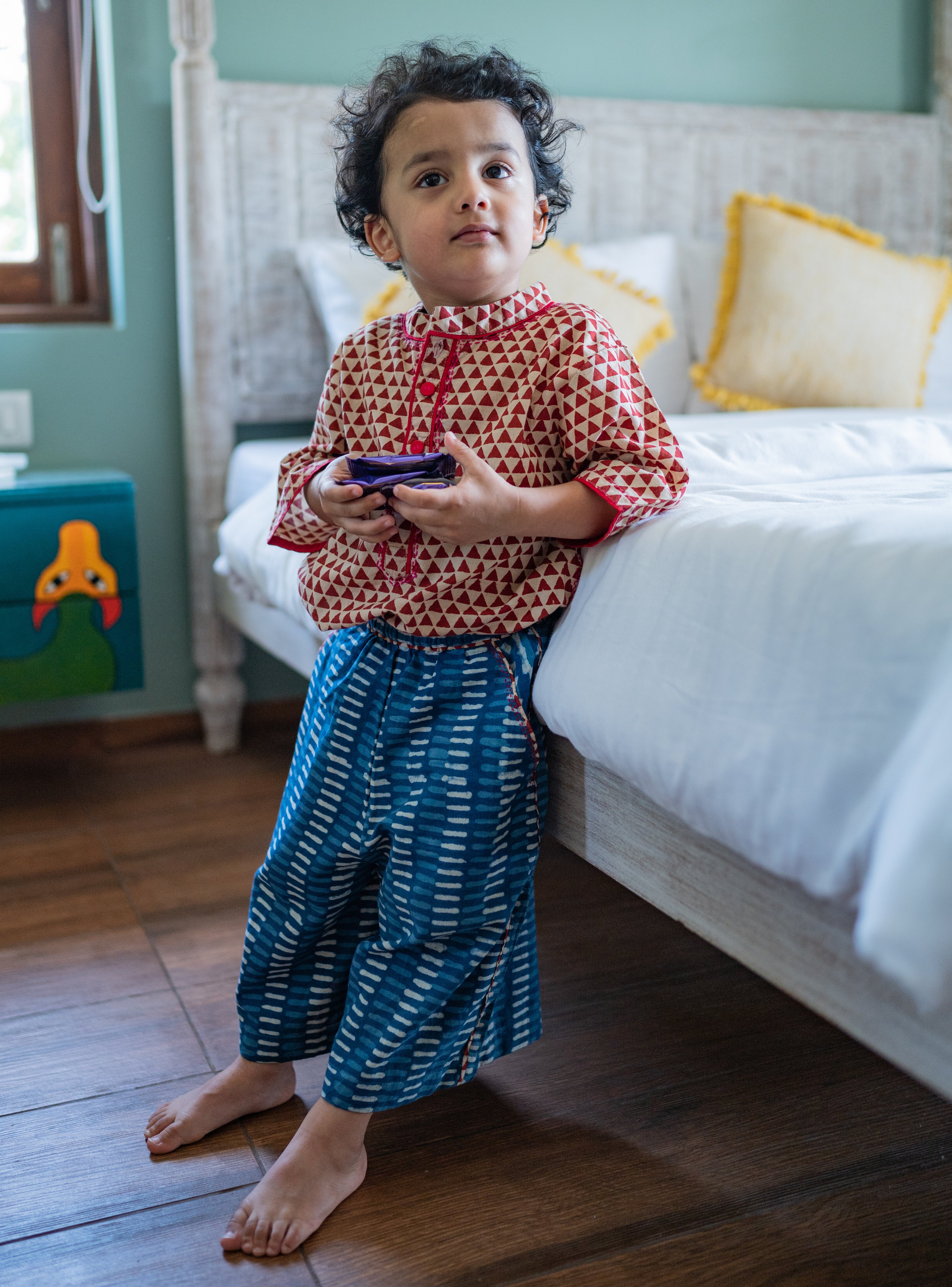 Handloom Cotton Casual Kids Kurta thumbnail 2