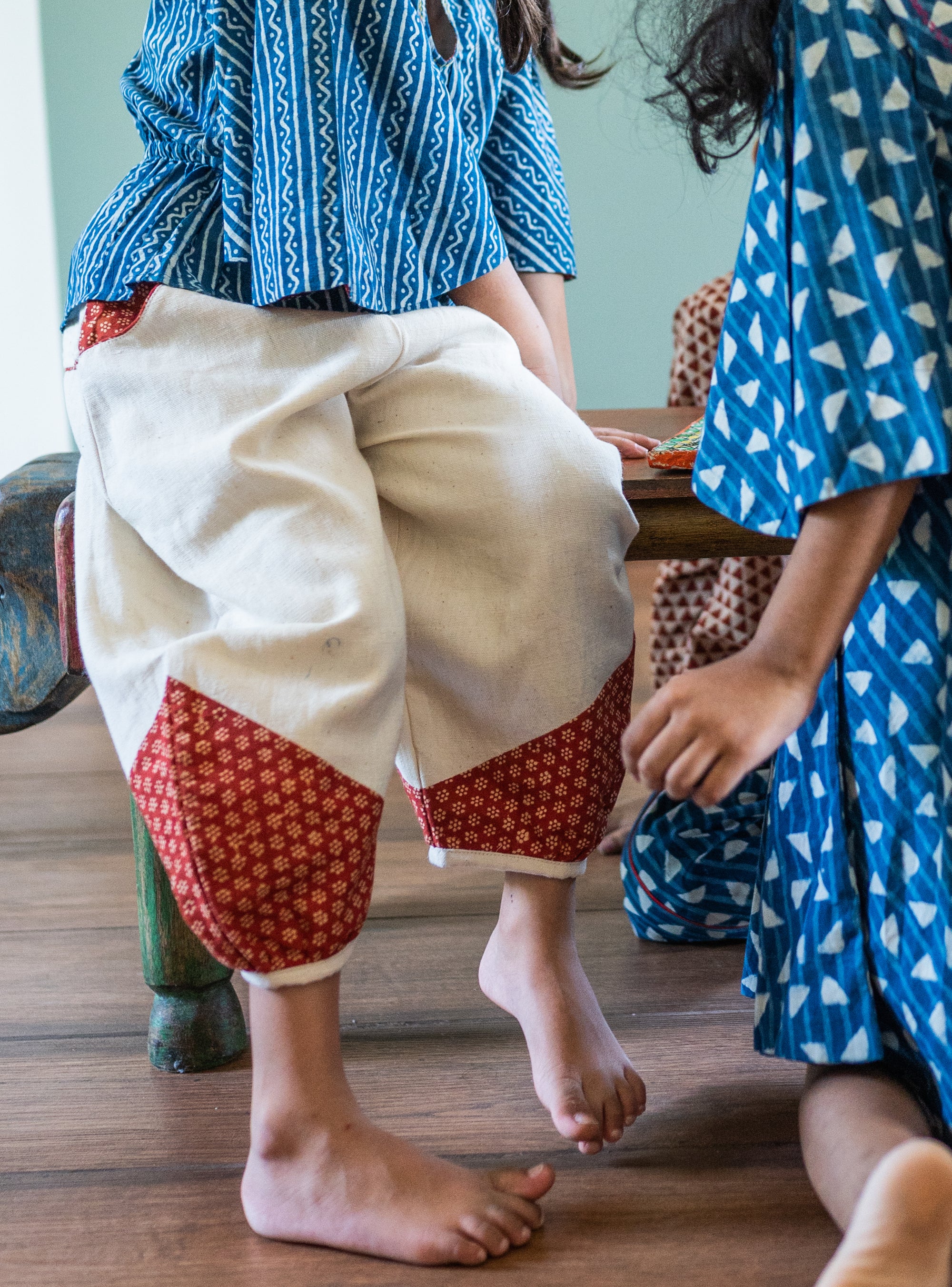 Off-White Handloom Cotton Casual Kids Dhoti Pants thumbnail 2