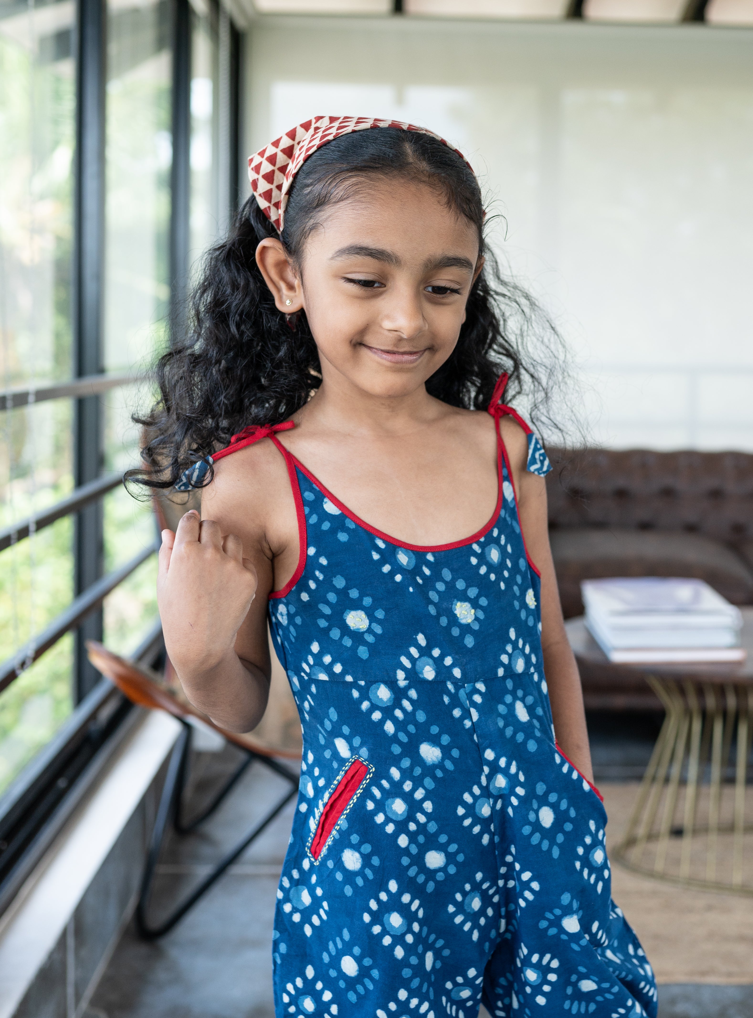 Indigo diamond print Jumpsuit - Prathaa - weaving traditions