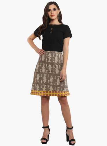 Bottom - Kashish handblock print A-line short skirt - Prathaa