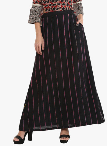 Bottom - Black Khesh Maxi Skirt - Prathaa