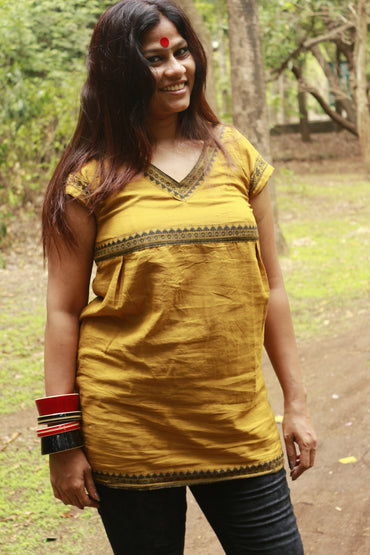 Top - Gamcha top mud color - Prathaa