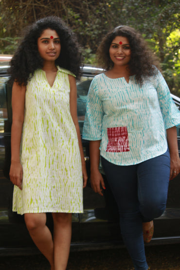 Dress - Green Shibori Dress - Prathaa