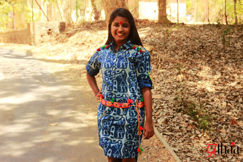 Dress - Indigo Shirt Dress - Prathaa