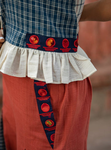Malkha Plain and Checks Crop Top - Prathaa - weaving traditions