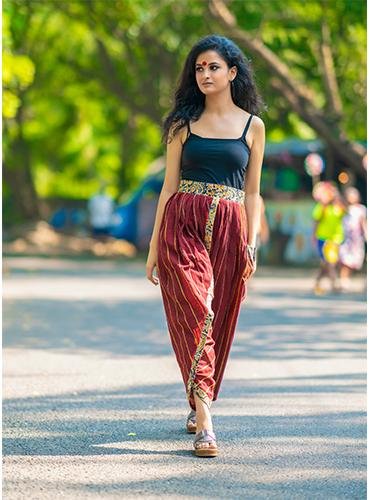 Maroon Khesh Dhoti With Patch Pocket - Prathaa - weaving traditions