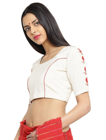 Off-white handspun handwoven Princess Blouse - Prathaa - weaving traditions  | princess blouse | handloom saree blouse