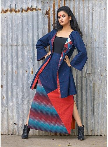 Reversible Patchwork Straight Skirt - Prathaa - weaving traditions