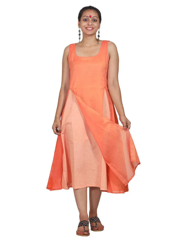 Peach Mul Dual Tone Dress Dress Prathaa Weaving Traditions