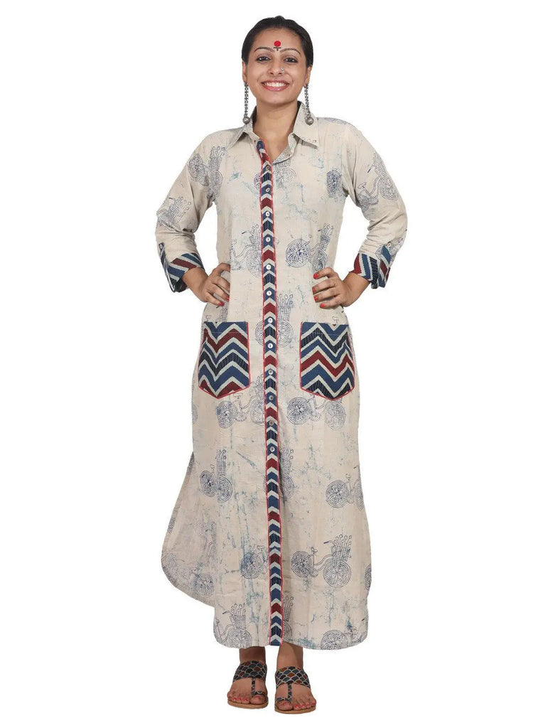 Cycle Print Shirt Dress Dress Prathaa Weaving Traditions 