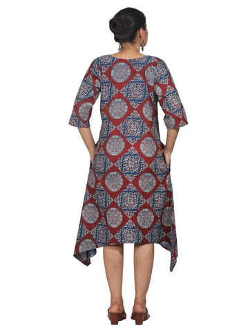 Ajrakh & Mangalgiri Assymetrical Dress Dress Prathaa Weaving Traditions 