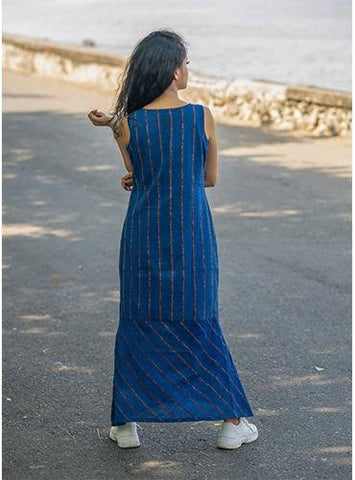 Royal Blue Khesh Maxi Dress - Prathaa - weaving traditions