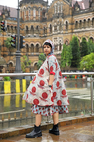 Bawra : Ink Blot Bindi Layered Dress-PRATHAA