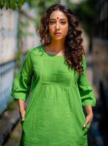 Green Handloom Cotton Dress-PRATHAA pure cotton handloom sarees