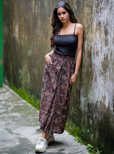 Brown Ajrakh Print Lungi Skirt | patterned mini skirt | Prathaa