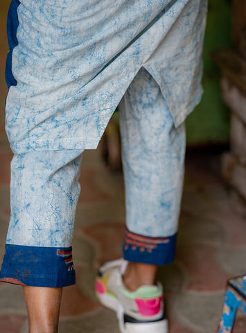 Bawra:- Blue Indigo Straight Pants - Prathaa - weaving traditions