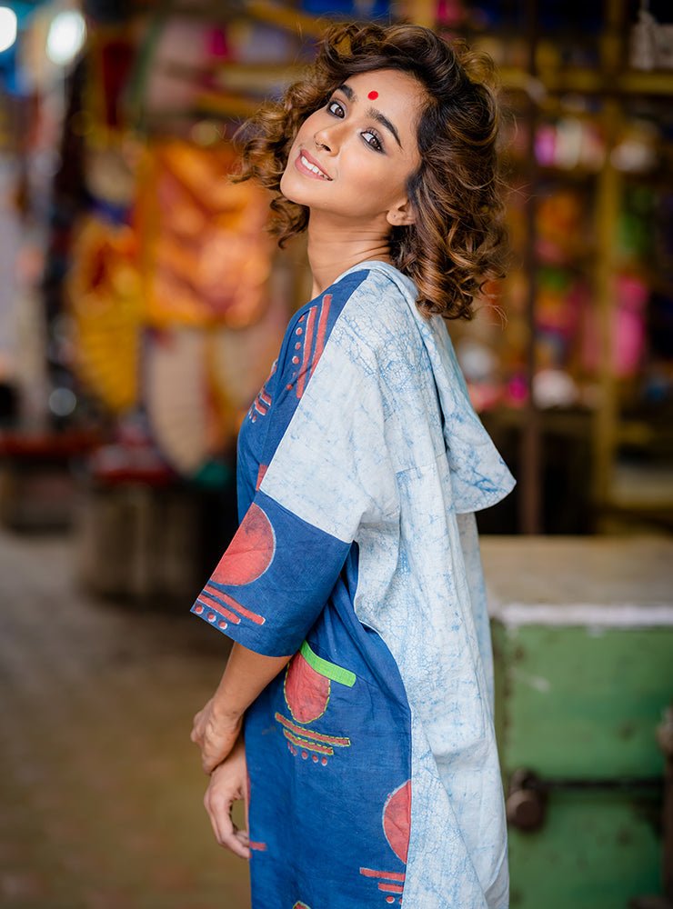 Bawra:- Blue Indigo Straight Pants - Prathaa - weaving traditions