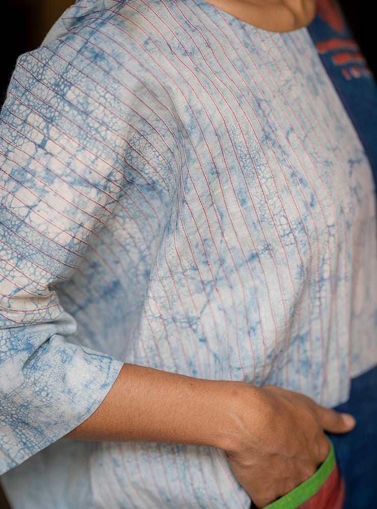 Bawra:- Blue Indigo Straight Pants - Prathaa - weaving traditions