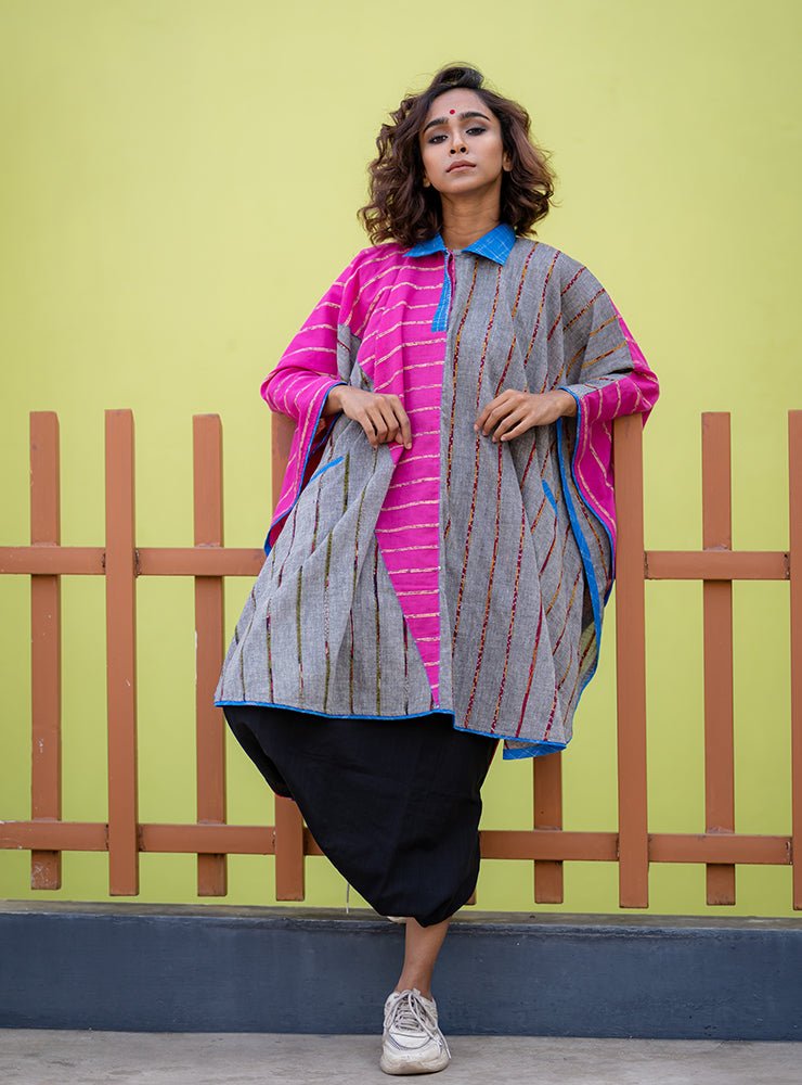 Khesh cotton poncho womens - PRATHAA- Handloom Clothing for Festivals