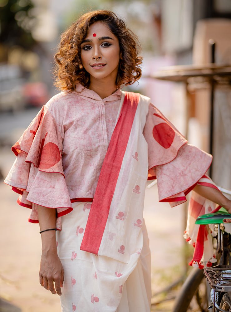 Bawra Blouse/Top -Bindi Double Umbrella Sleeve - PRATHAA