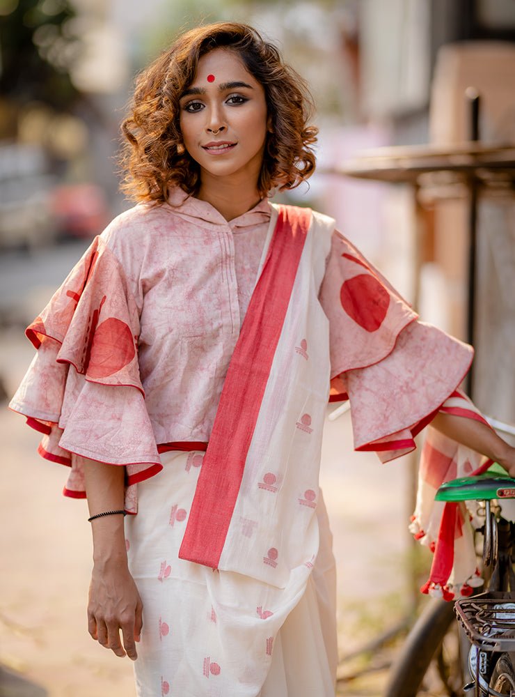 Bawra Blouse/Top -Bindi Double Umbrella Sleeve – Prathaa - weaving