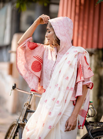 Bawra Blouse/Top -Bindi Double Umbrella Sleeve - PRATHAA