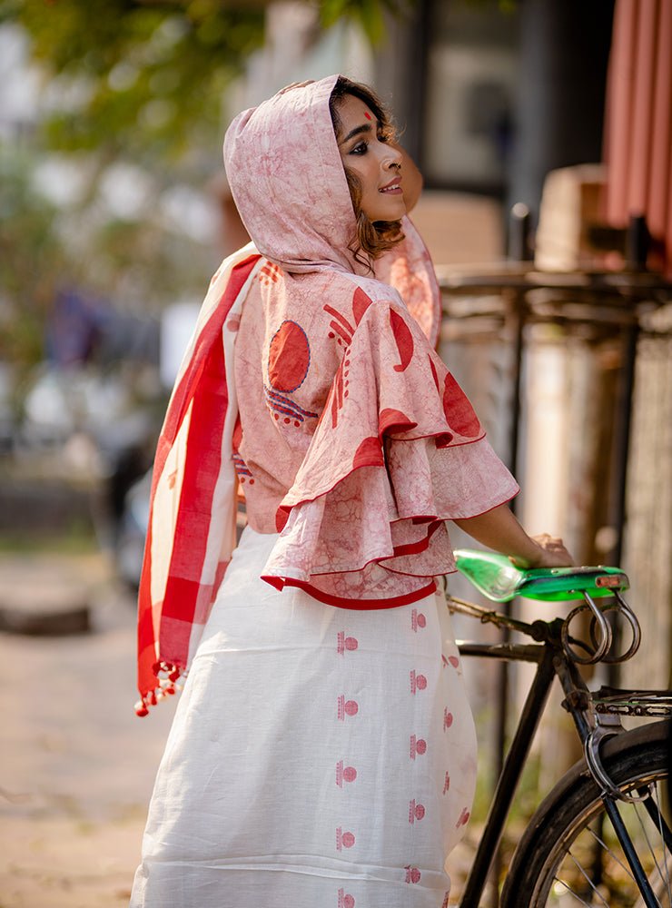 Bawra Blouse/Top -Bindi Double Umbrella Sleeve - PRATHAA